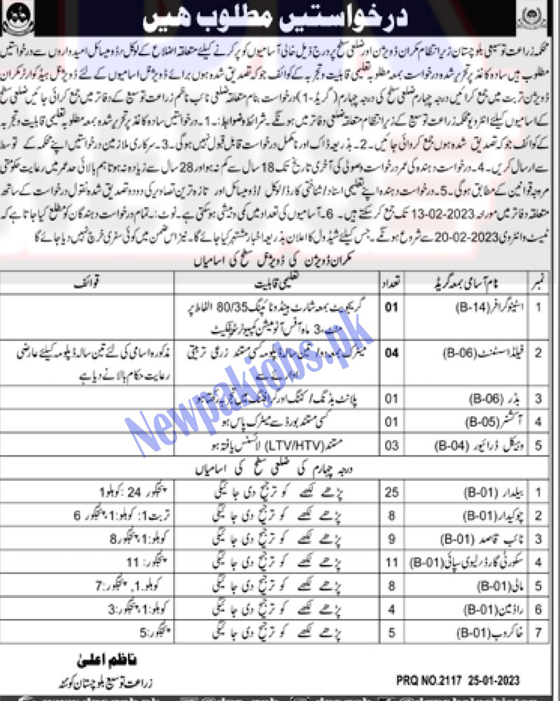 Agriculture Extension Department Balochistan Jobs 2023