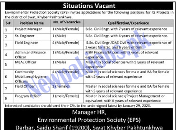 Environment Protection Society EPS Jobs 2023