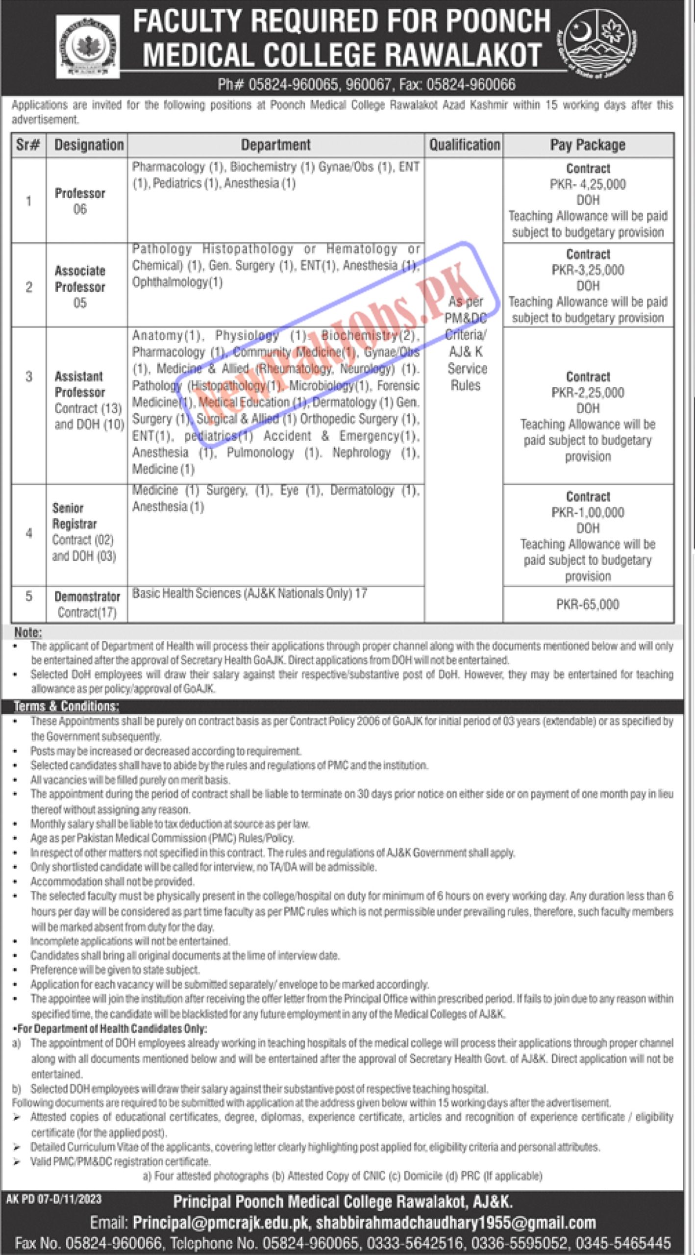 Poonch Medical College Rawalakot Latest Jobs 2023