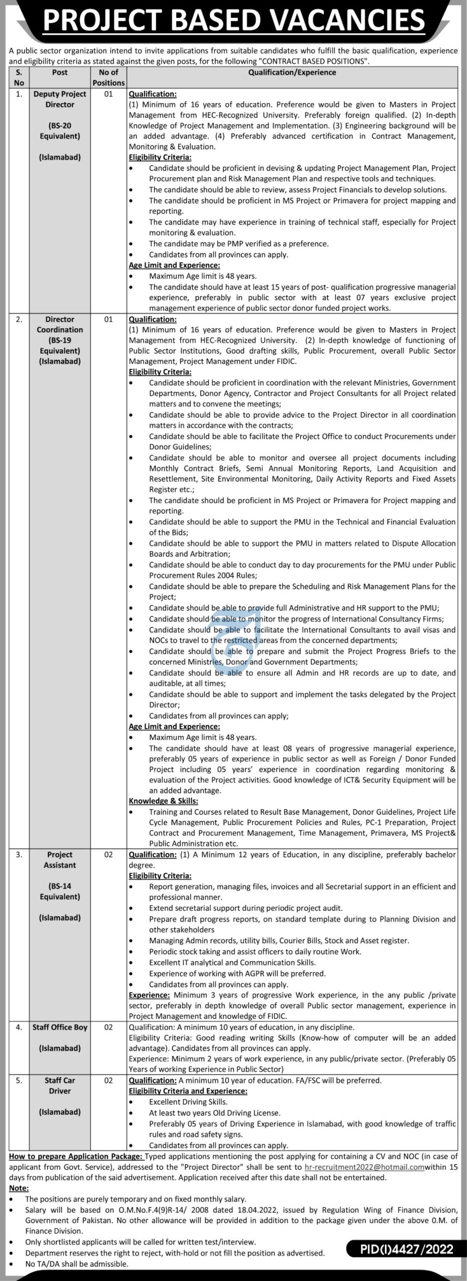 Public Sector Organization Islamabad Jobs 2023