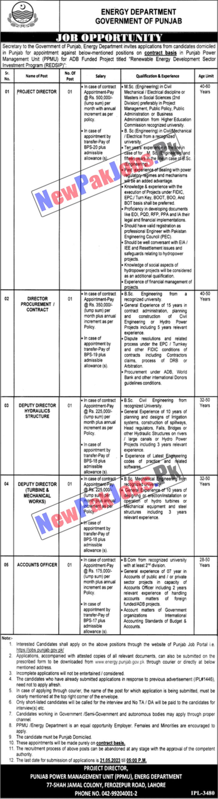 Energy Department Punjab Jobs 2023 Online Apply