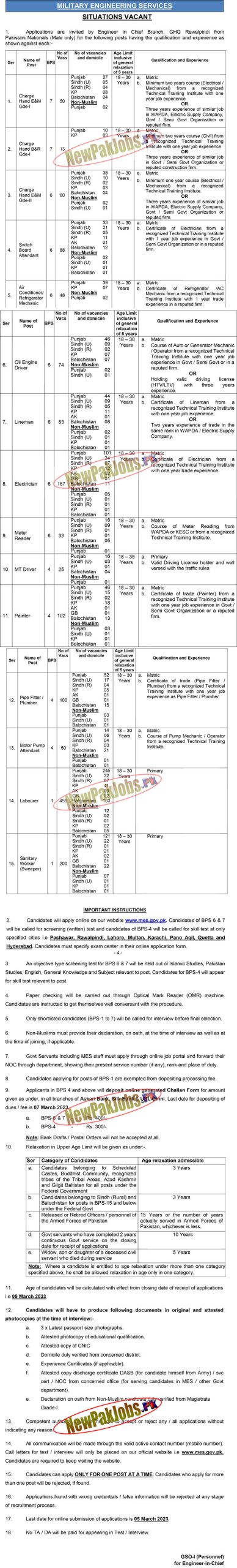 Military Engineering Services MES Jobs 2023