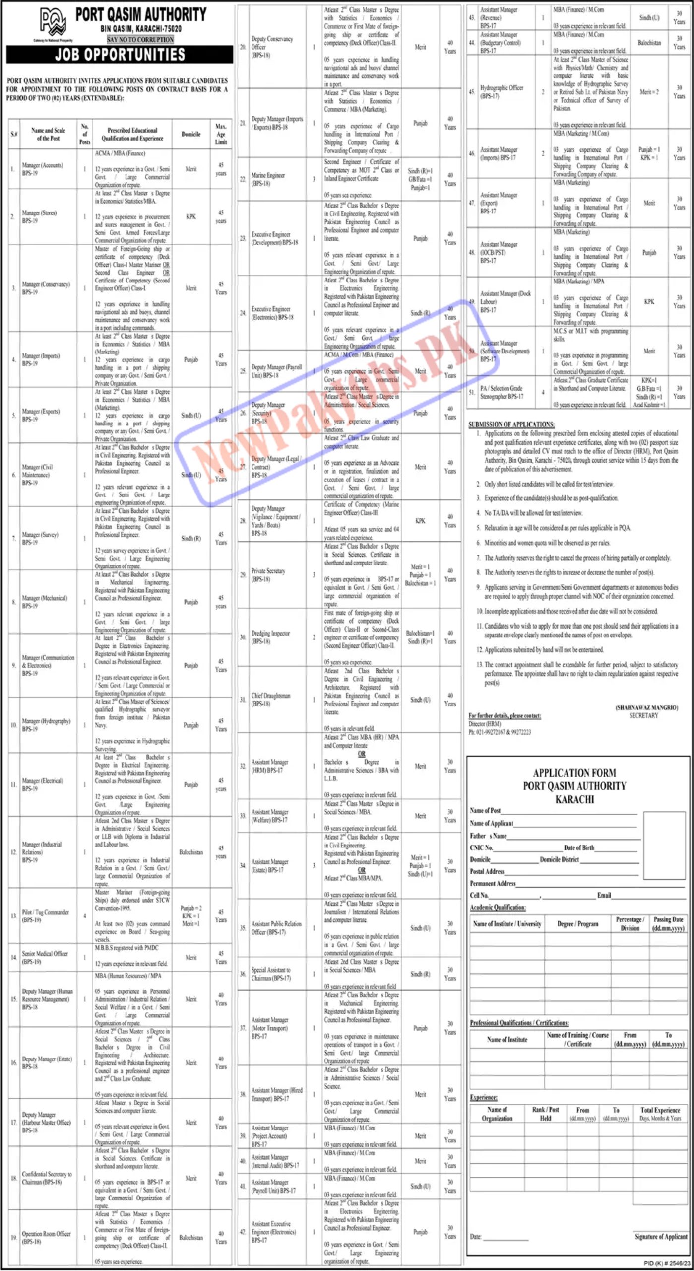 PQA Jobs 2024 Port Qasim Authority