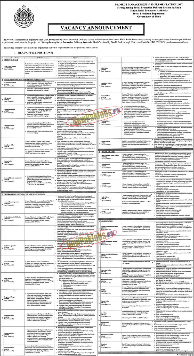 Social Protection Department Sindh New Jobs 2023