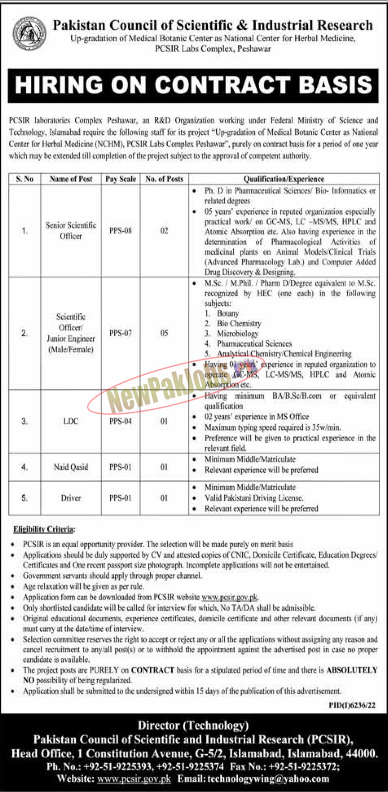 Pakistan Council of Scientific and Industrial Research PCSIR Jobs 2023 Latest Career