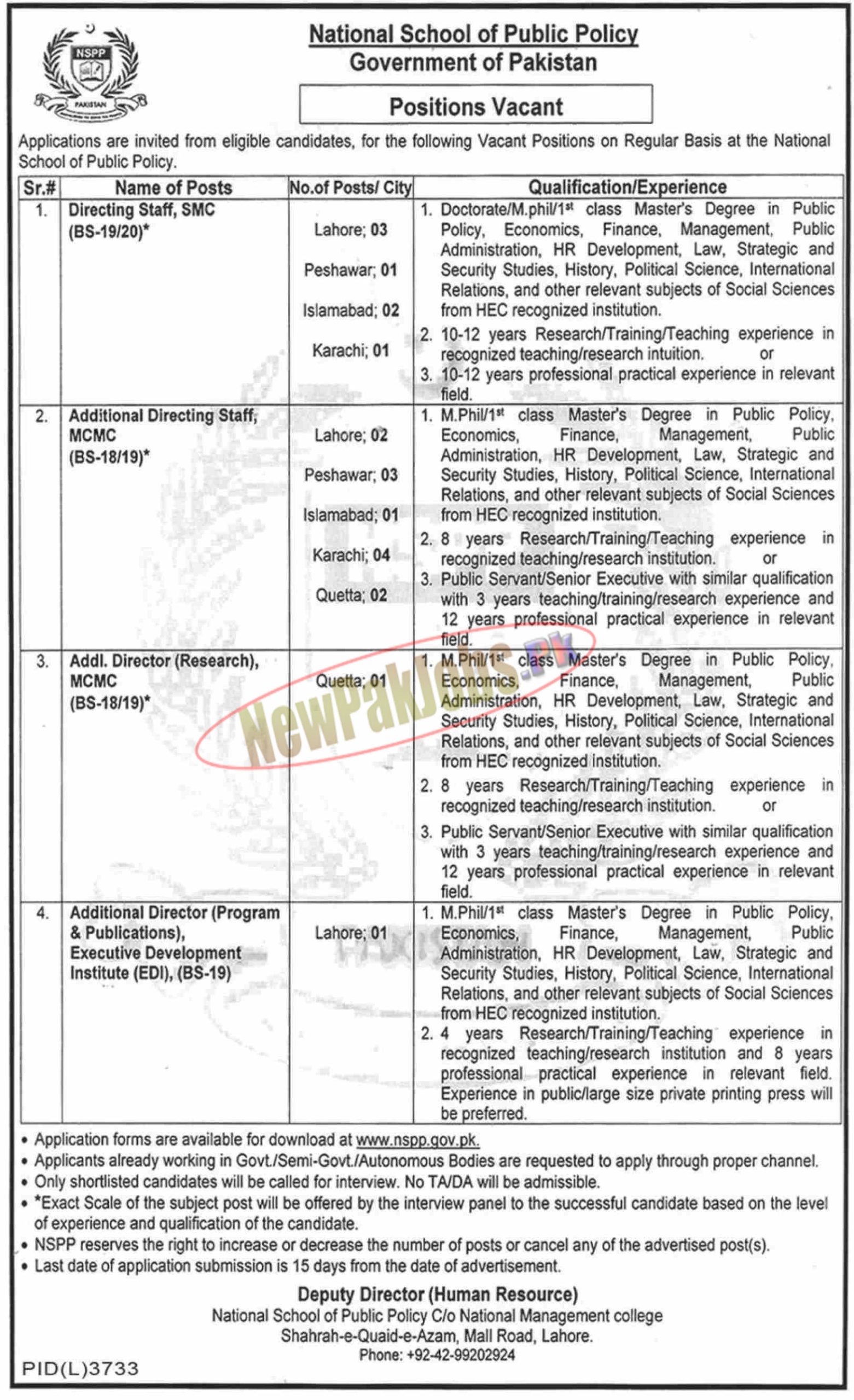 National School of Public Policy NSPP Jobs 2023 www.nspp.gov.pk