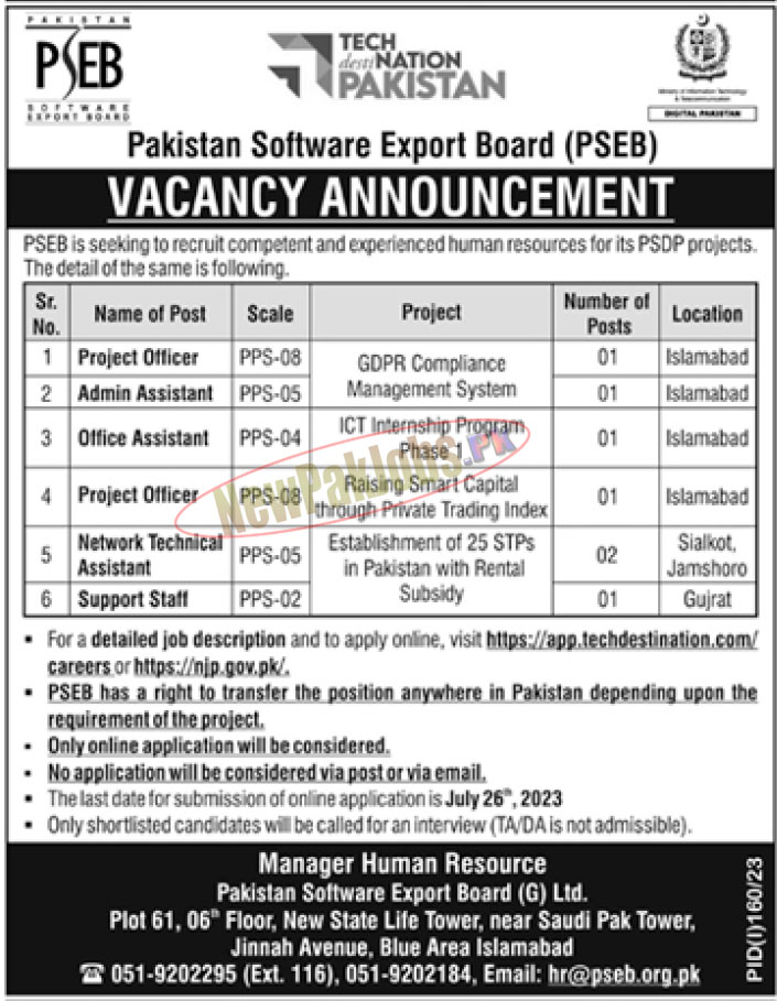 Pakistan Software Export Board PSEB Jobs 2023 Online Application