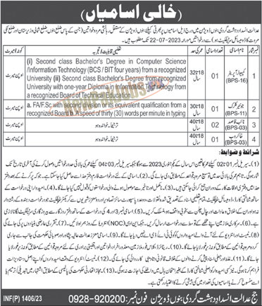 Anti Terrorism Court Bannu Division Jobs 2023