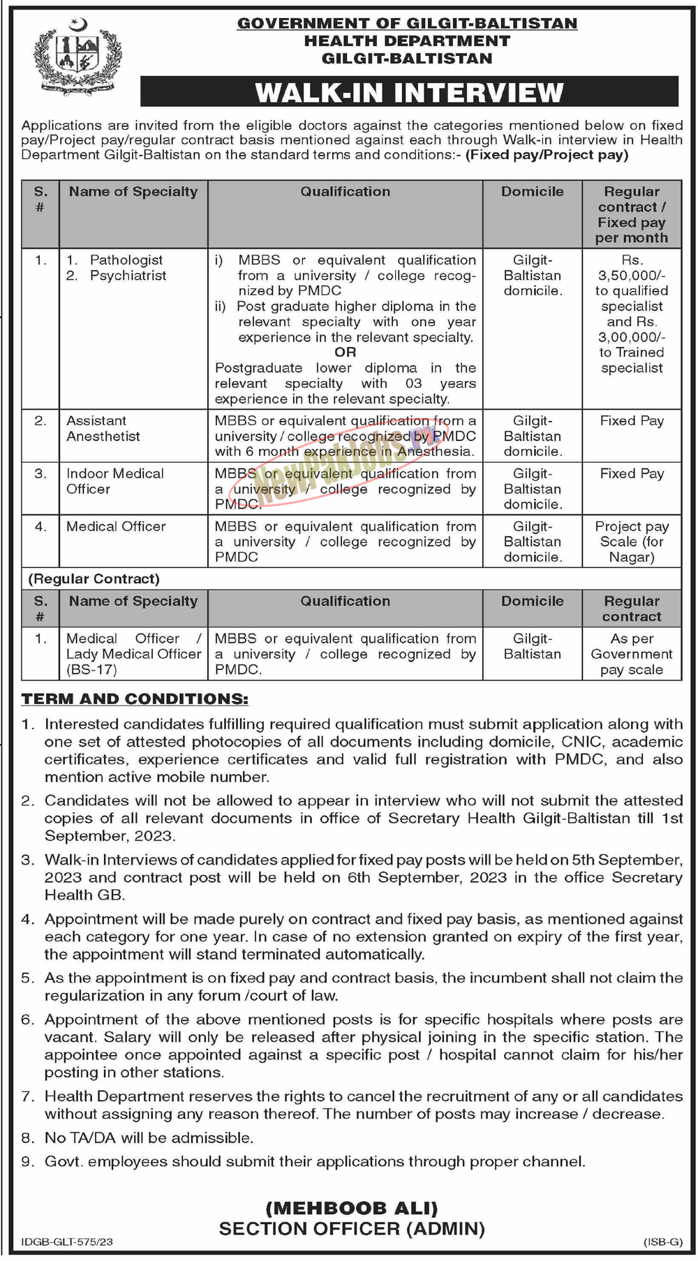 Health Department Gilgit Baltistan Jobs August 2023