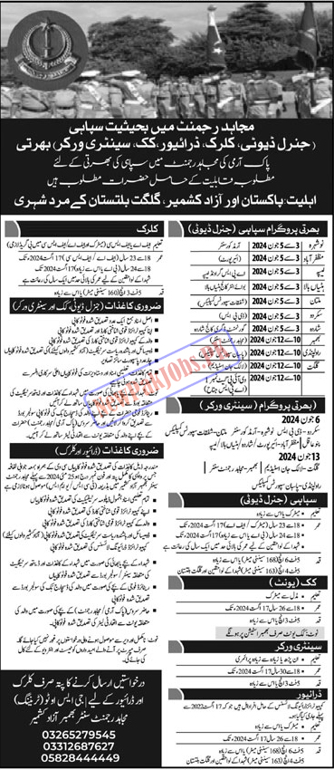 Join Pak Army Mujahid Regiment Force Soldier Jobs 2024