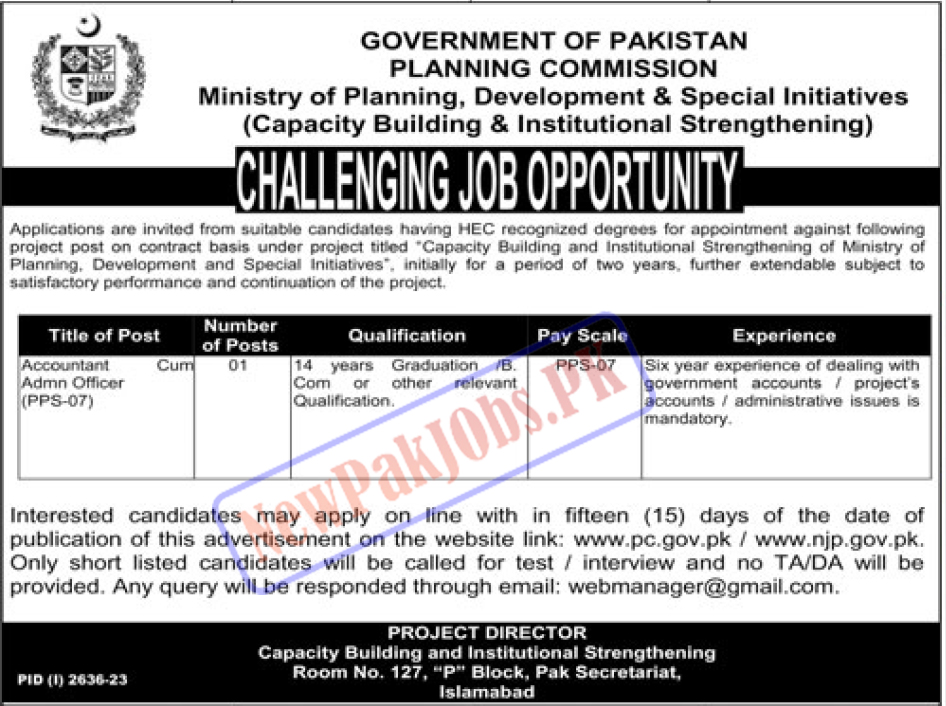 Ministry of Planning and Development Jobs 2023 Planning Commission PC Jobs