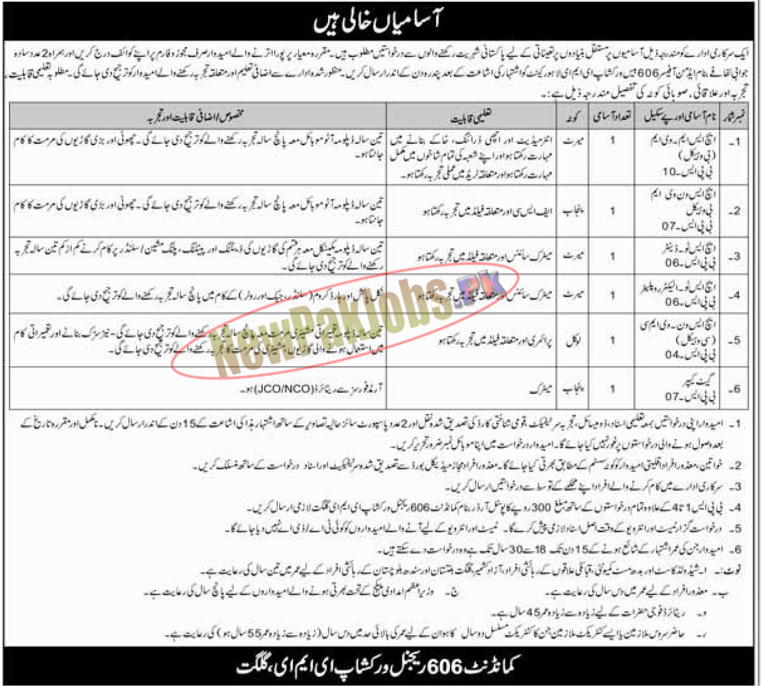 Pak Army 606 Base Workshop EME Lahore Cantt Jobs 2023