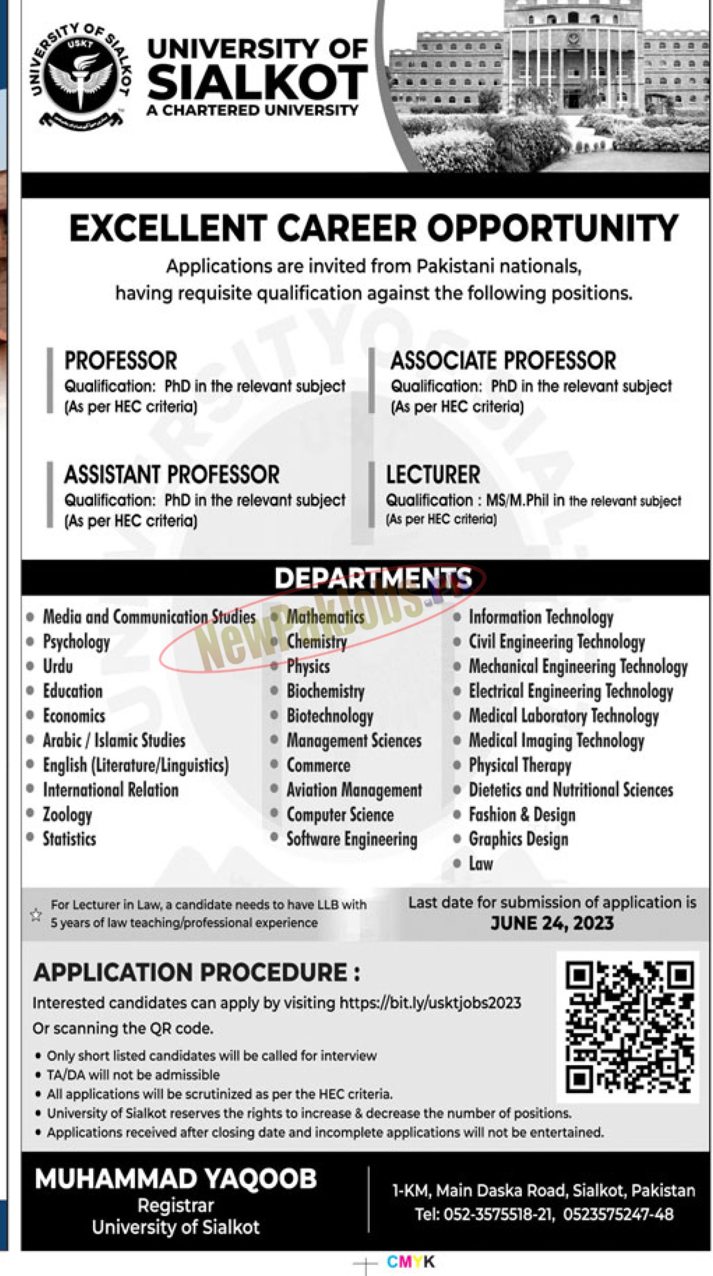 University of Sialkot USKT Jobs 2023