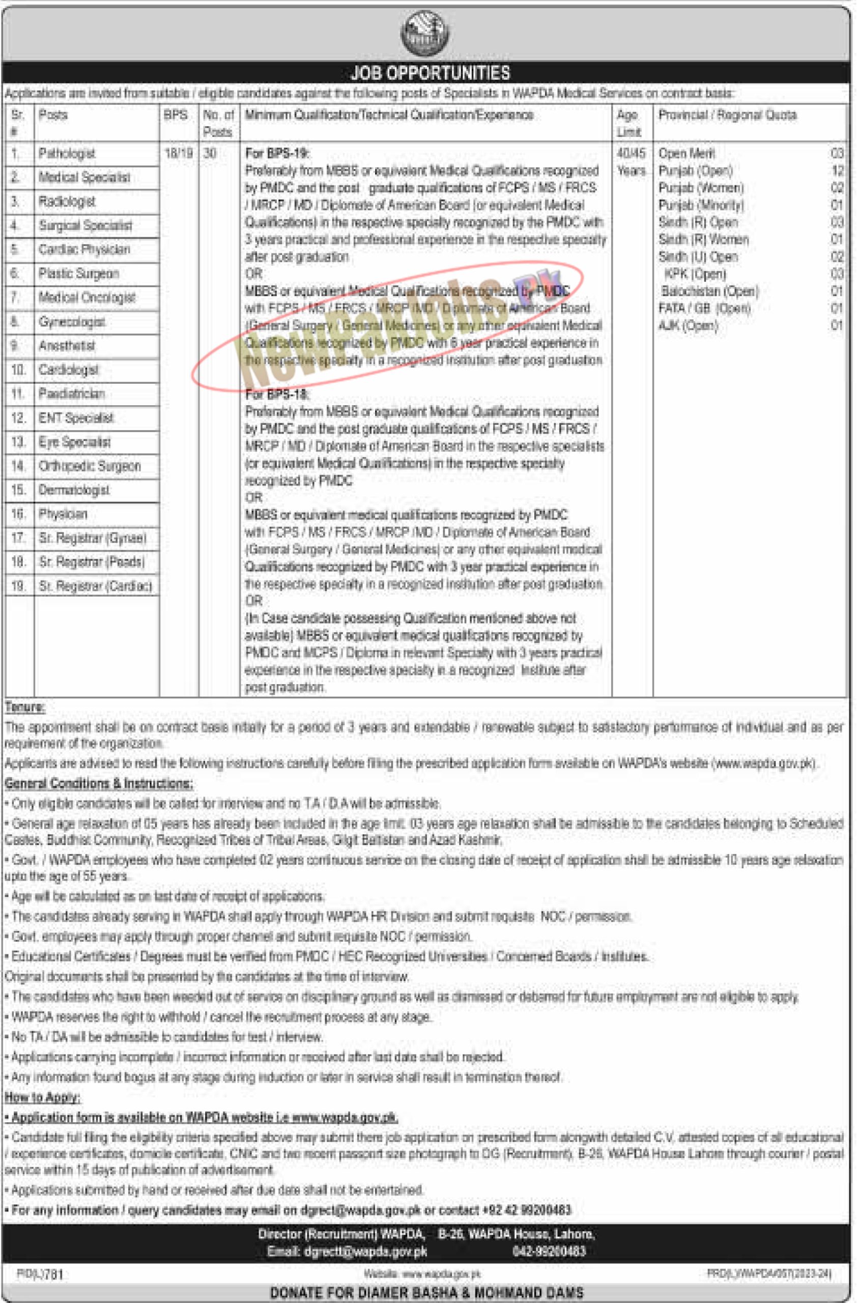 WAPDA Health Units Jobs 2023 - WAPDA Medical Services Jobs September 2023