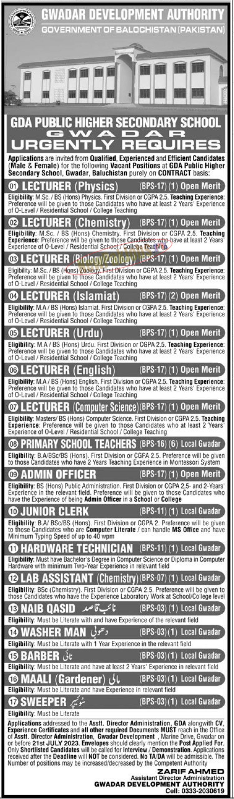 Gwadar Development Authority GDA Jobs 2023