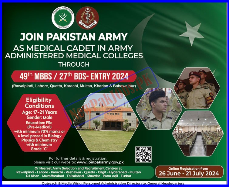 Join Pak Army as Medical Cadet 2024