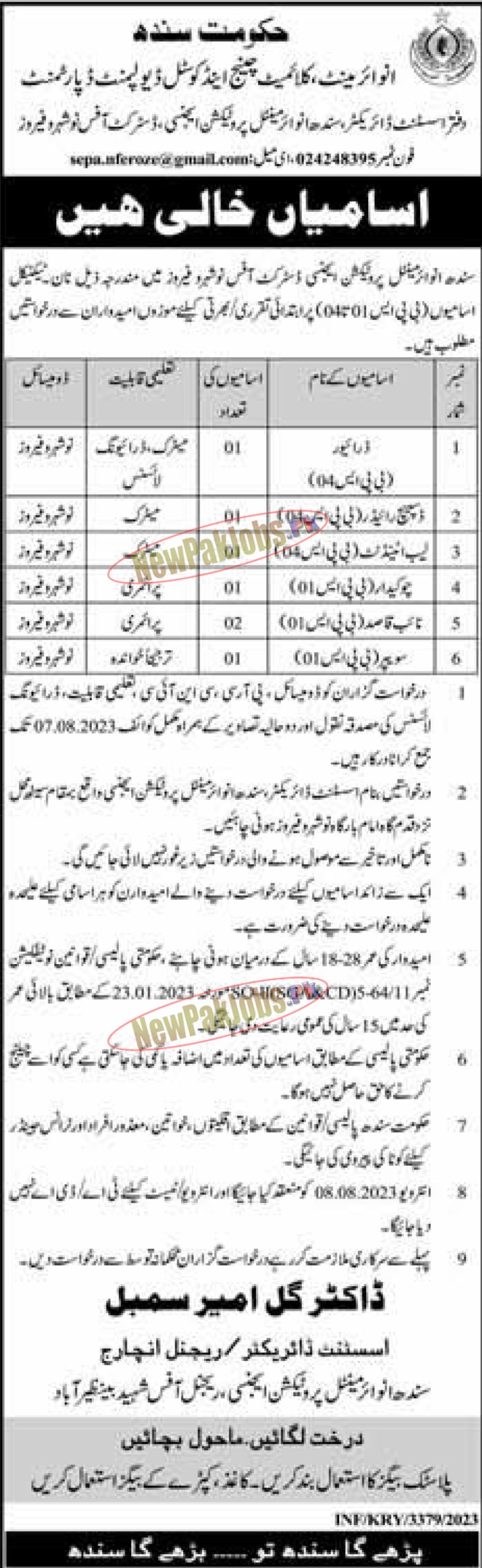 Environment Climate Change & Coastal Development Sindh Jobs 2023