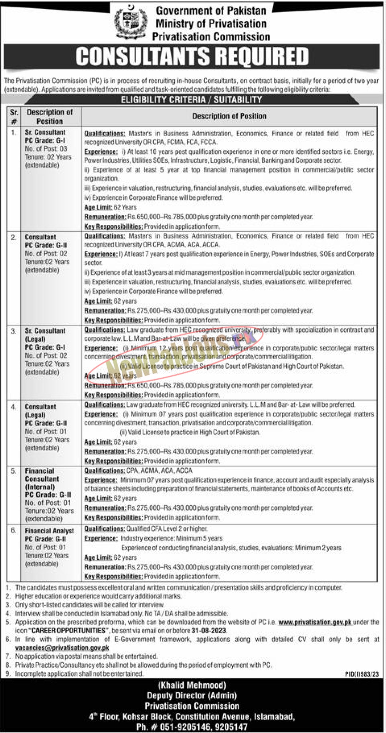 Ministry of Privatisation Jobs 2023