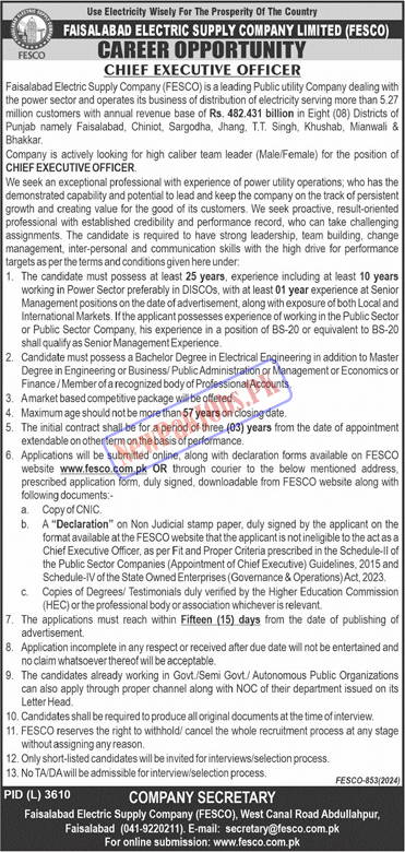 FESCO Jobs 2024 Online Apply, Check Vacancies, Last Date & Apply