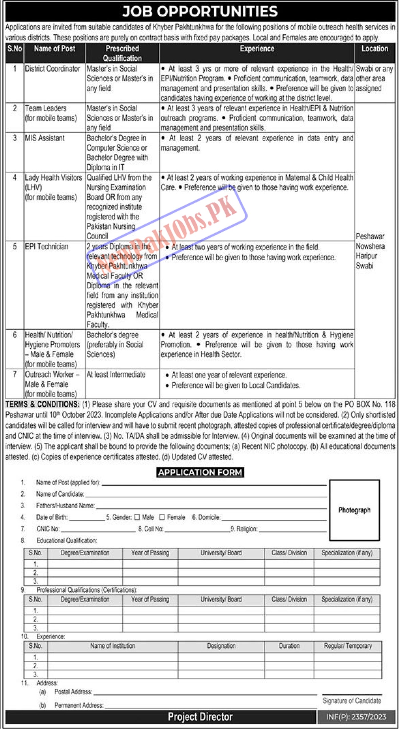 PO Box 118 Peshawar Jobs 2023