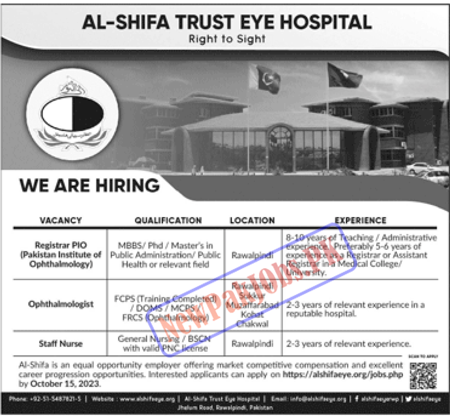 Al-Shifa Trust Eye Hospital Jobs 2023