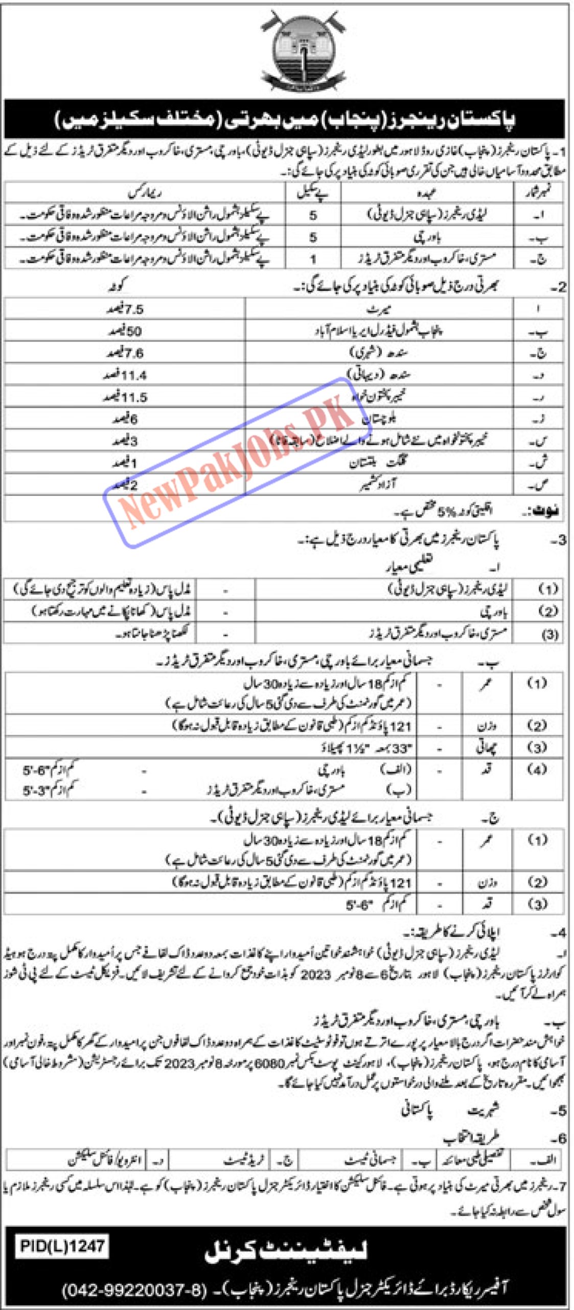 Pakistan Rangers Punjab Jobs 2023 Get Registration Details