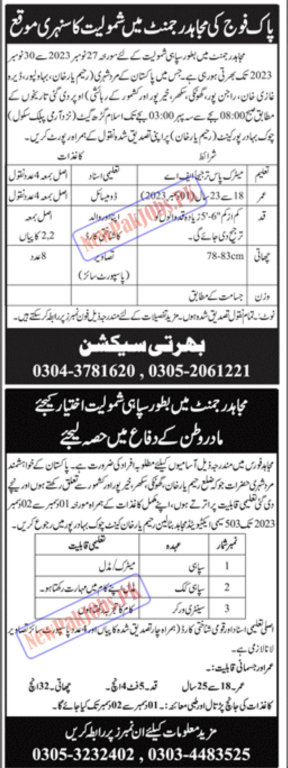 Join Pak Army Mujahid Regiment Force Jobs 2023