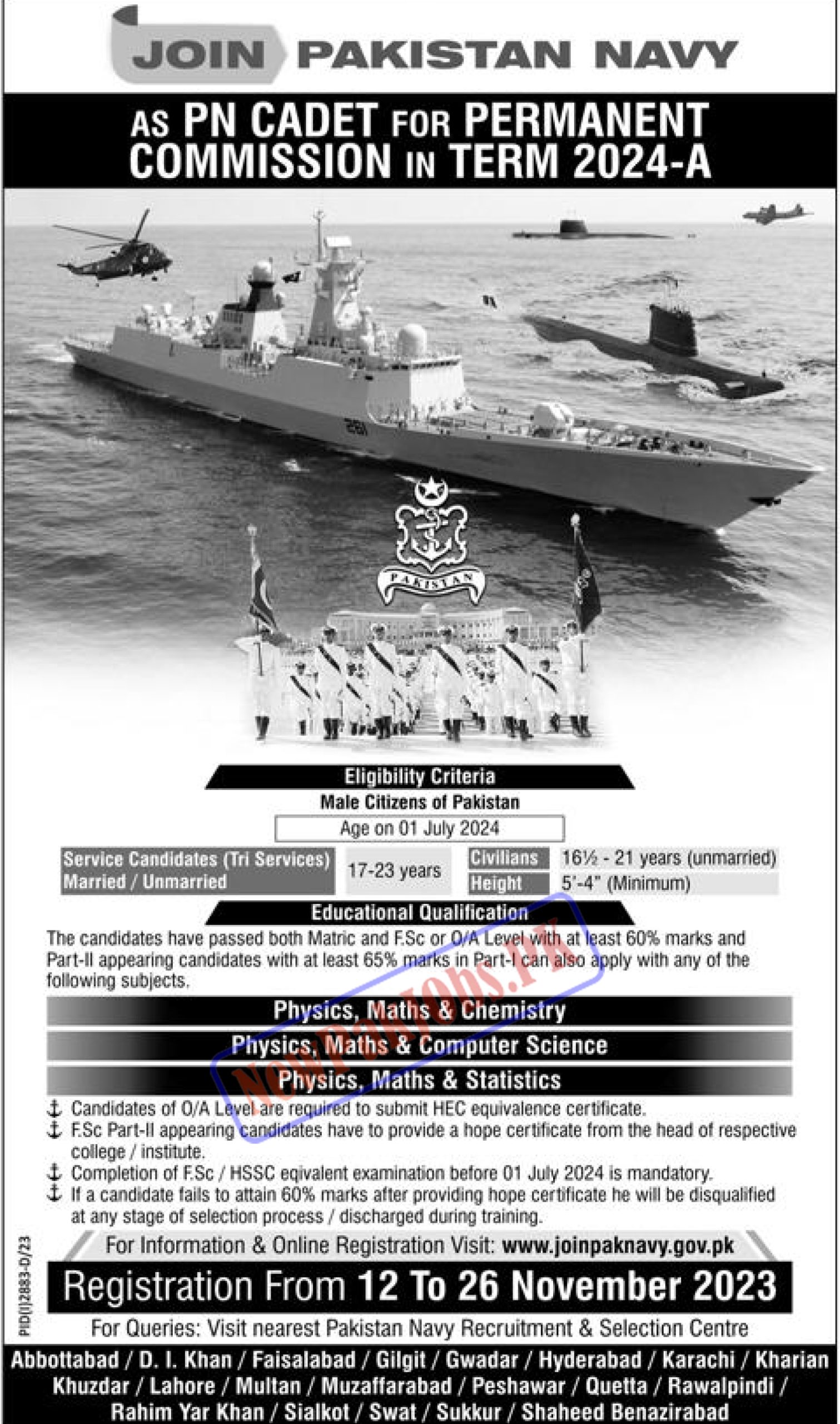 Join Pak Navy as PN Cadet Jobs 2024-A