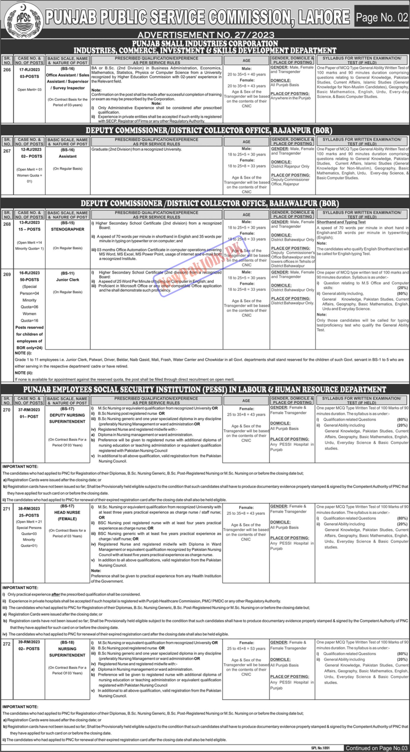 PPSC Advertisement 27 Jobs 2023