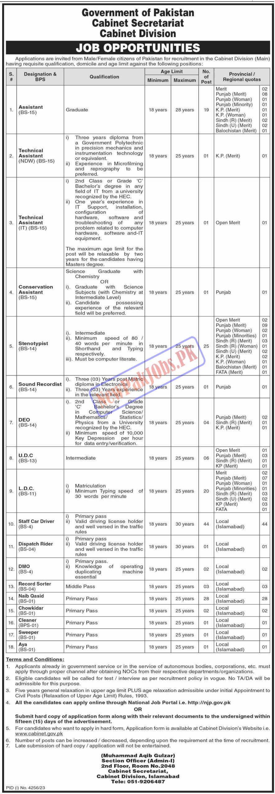 Pakistan Government Cabinet Division Jobs 2024 NJP Online Apply