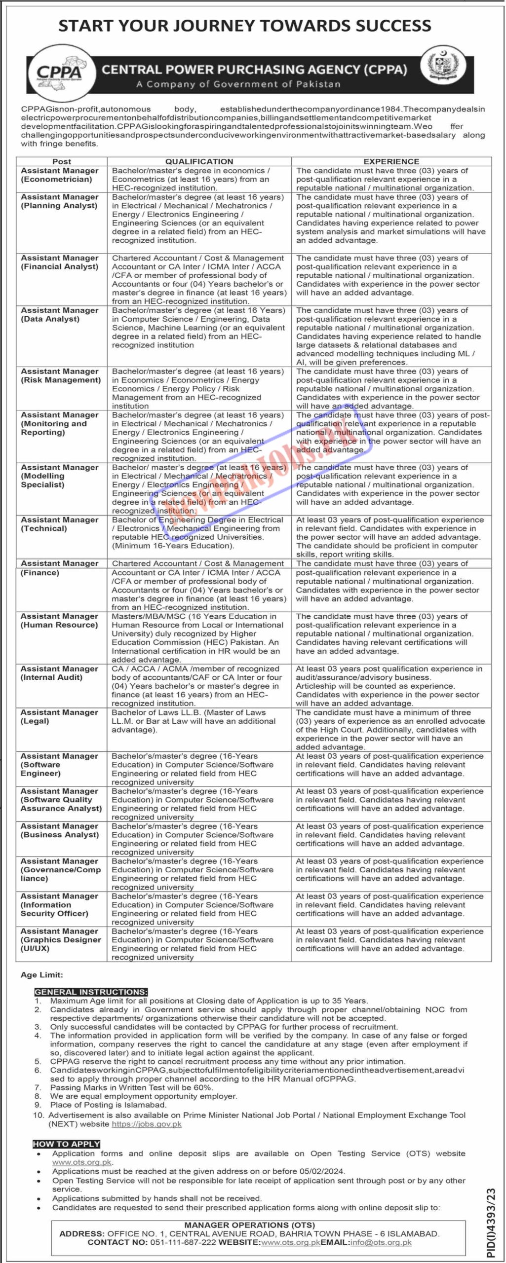 Central Power Purchasing Agency CPPA Jobs 2024 Online Apply Form