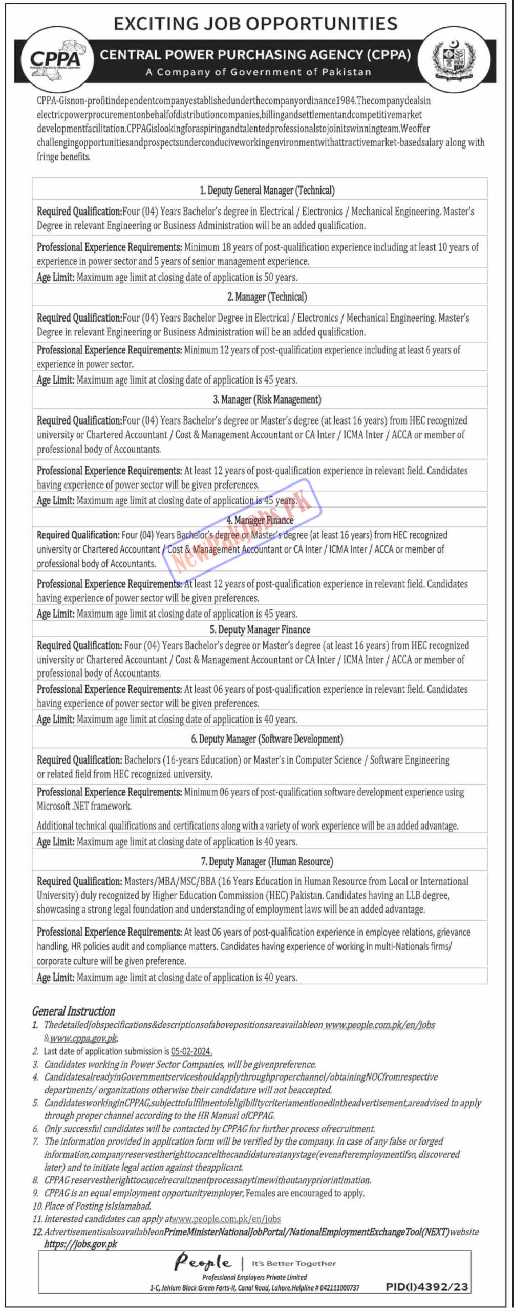 Central Power Purchasing Agency CPPA Jobs 2024