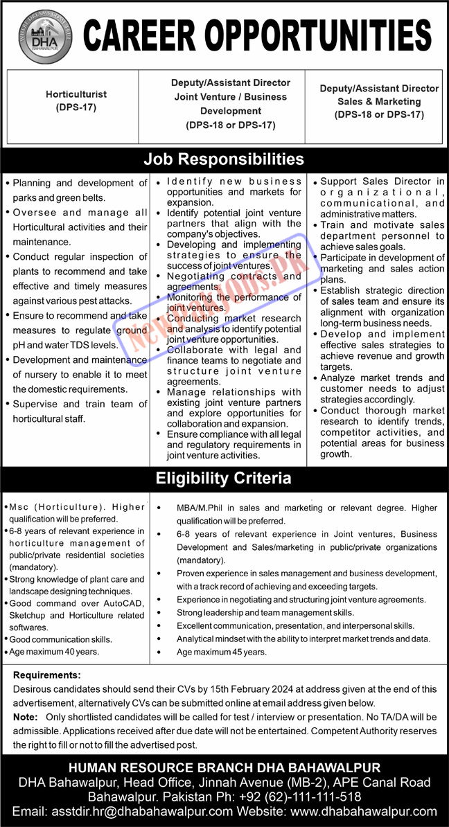 DHA Bahawalpur Jobs 2024