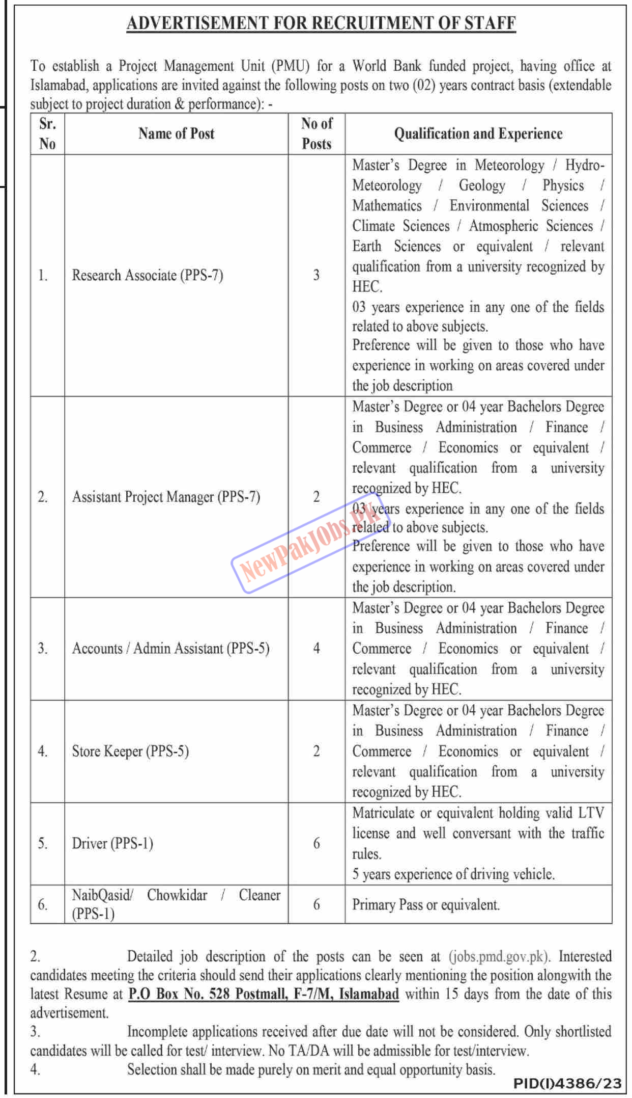 PO Box 528 Islamabad Jobs 2024