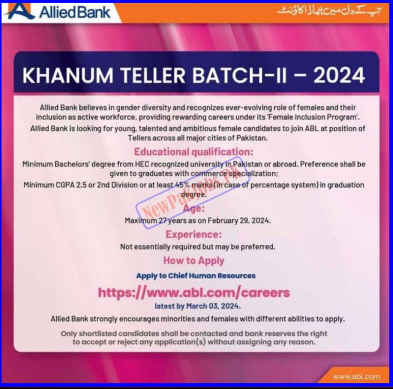 Allied Bank ABL Khanum Teller Batch II Jobs 2024 Online Registration   Allied Bank ABL Khanum Teller Batch II Jobs 2024 Online Registration Process 768x761 