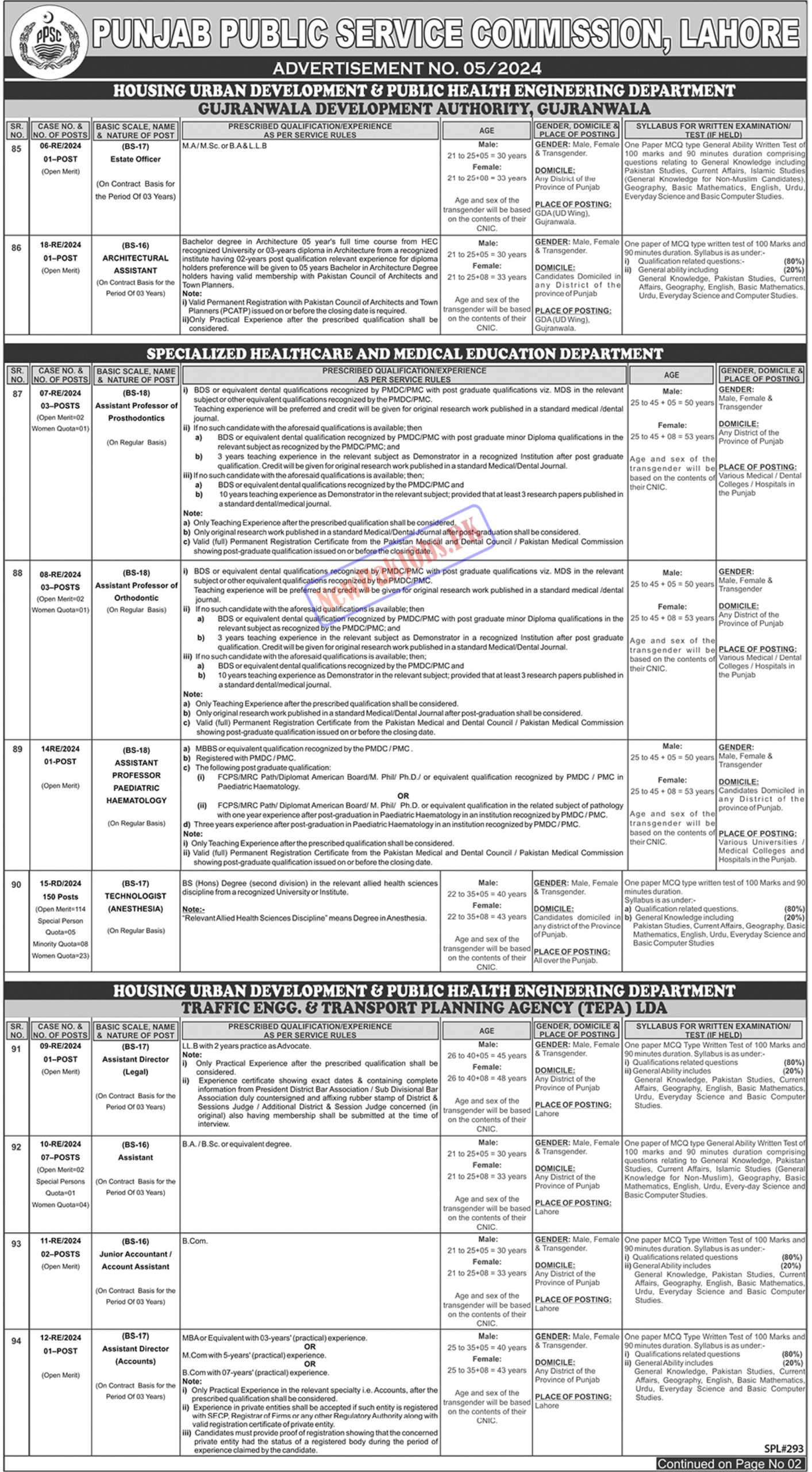 PPSC Jobs 2024 Advertisdement No 05 Online Apply