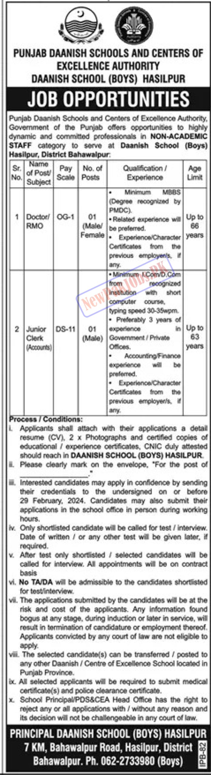 Punjab Daanish Schools & Centers of Excellence Authority New Jobs 2024