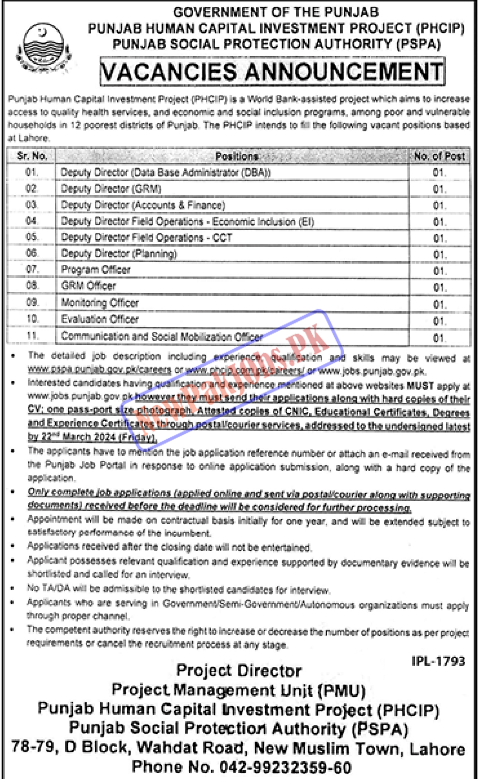 Punjab Social Protection Authority PSPA Jobs New 2024 Send Application