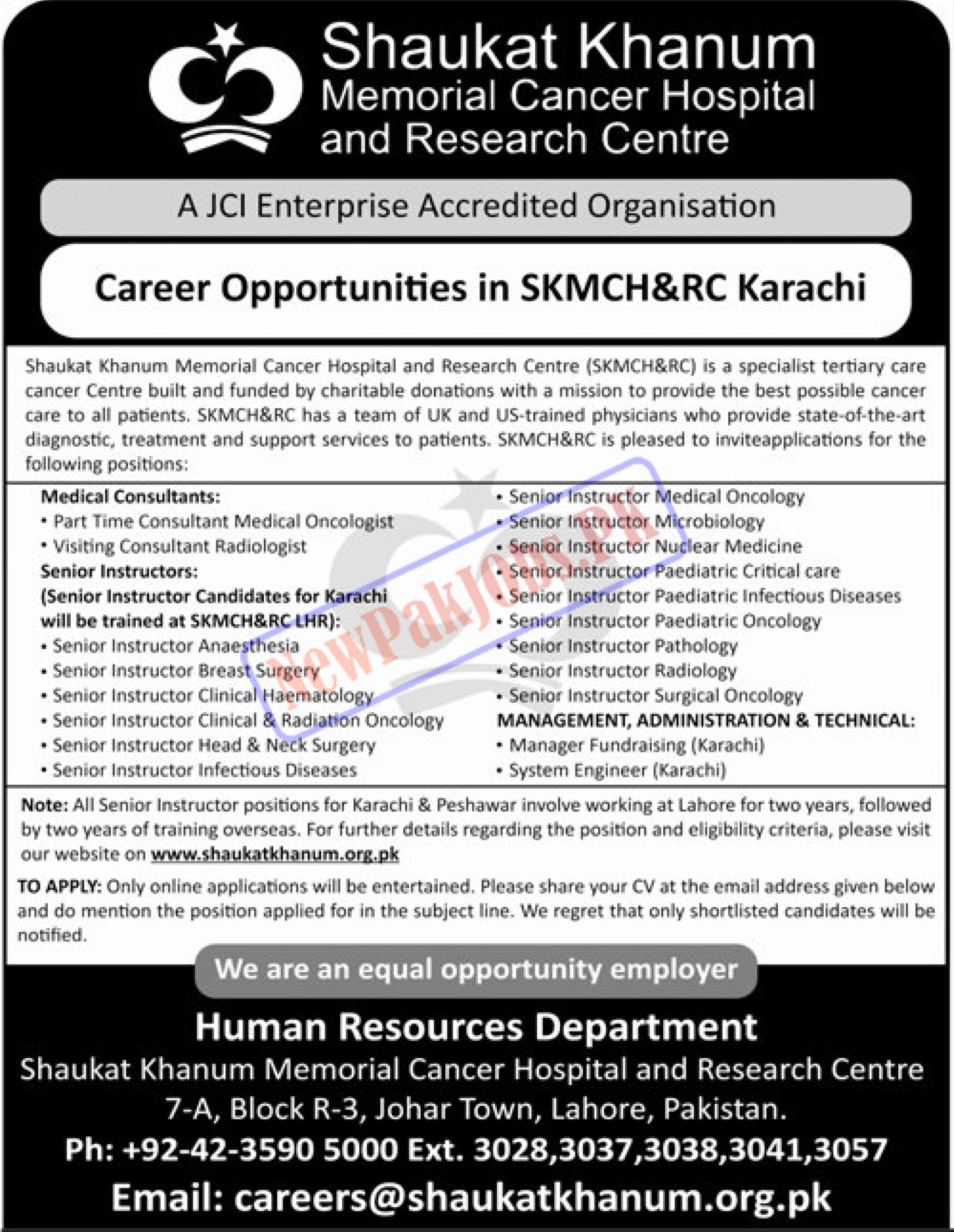 Shaukat Khanum Memorial Cancer Hospital Jobs New 2024 Online Apply