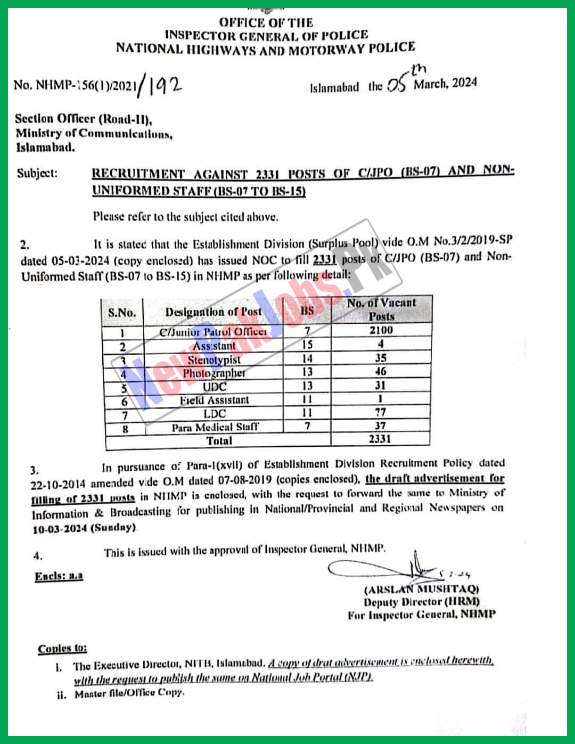 National Highways & Motorway Police Jobs 2024