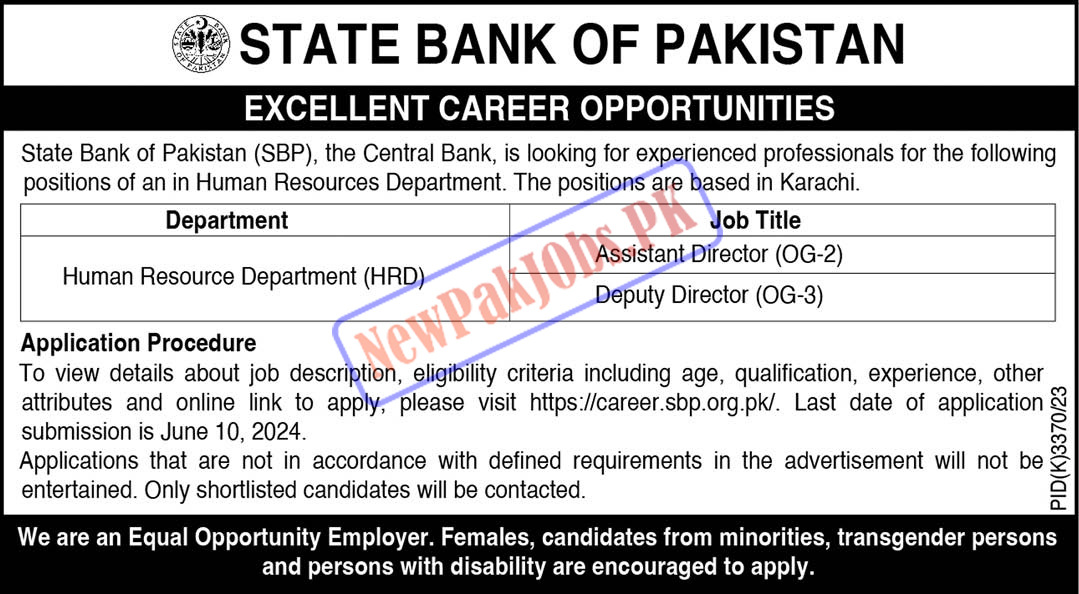 State Bank of Pakistan SPB Jobs June 2024