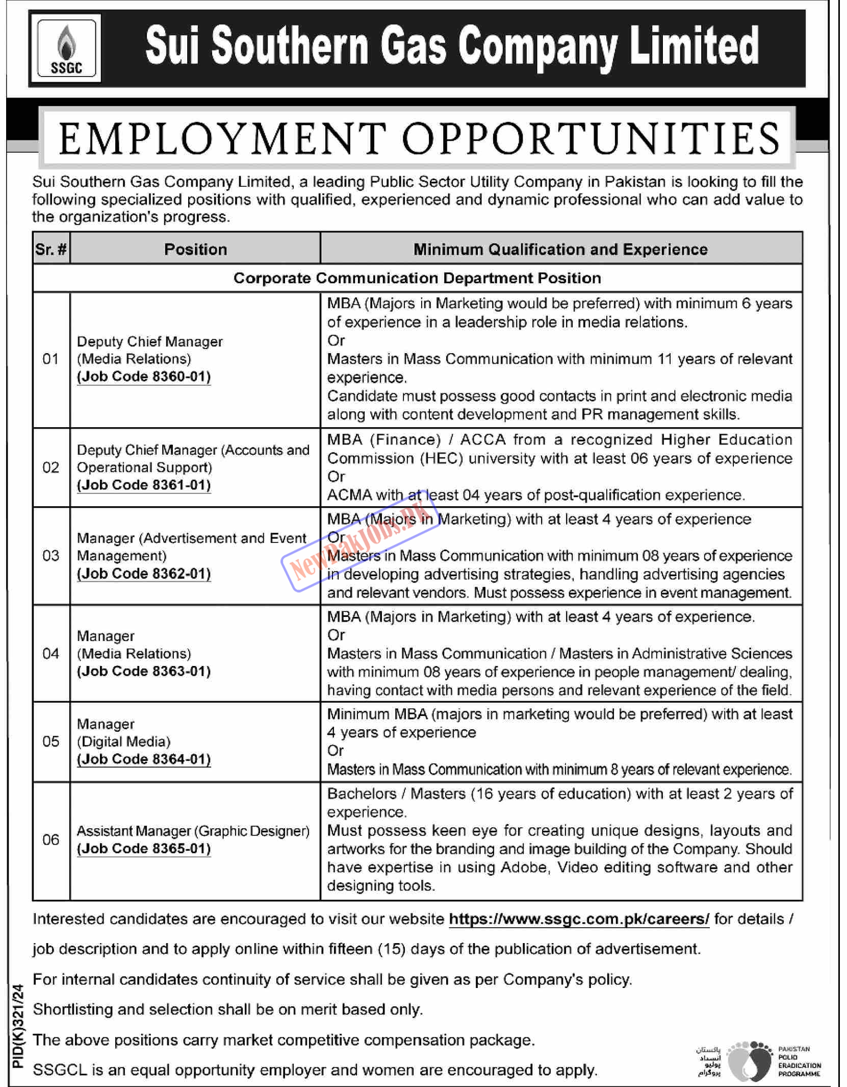 Sui Southern Gas Company SSGC Jobs 2024 Online Form at www.ssgc.com.pk