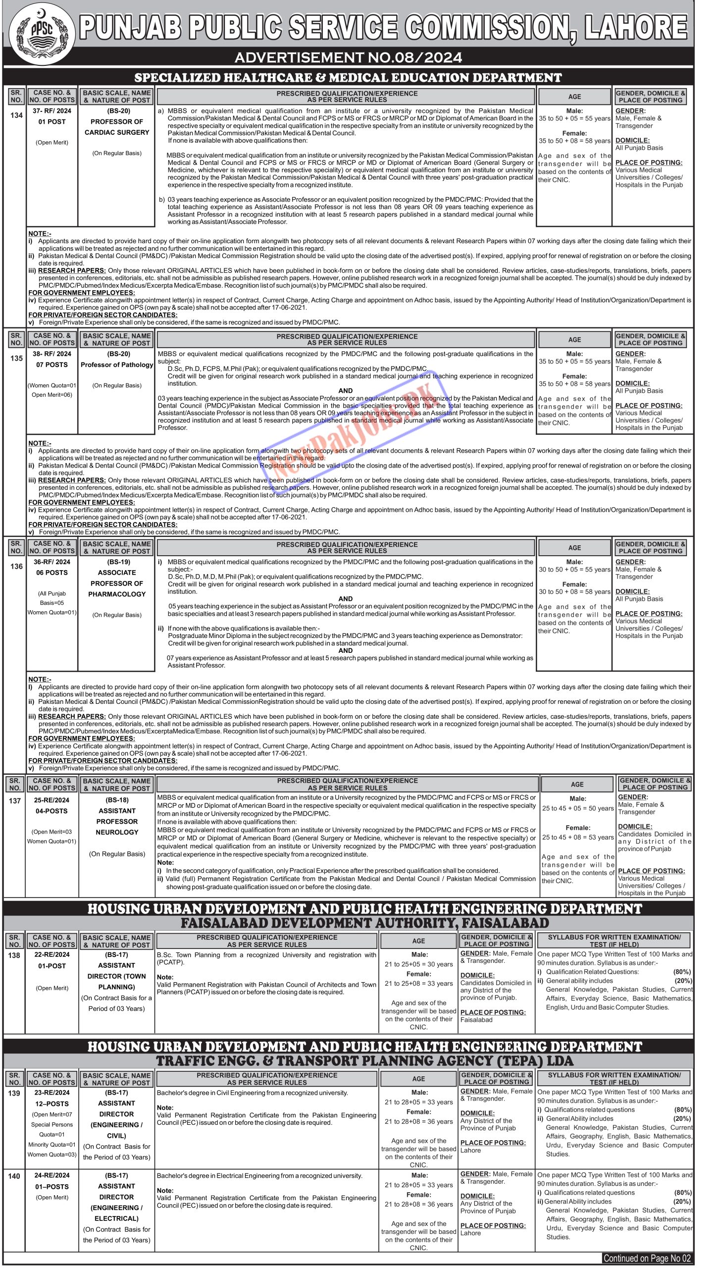 PPSC Advertisement No 08 Jobs 2024