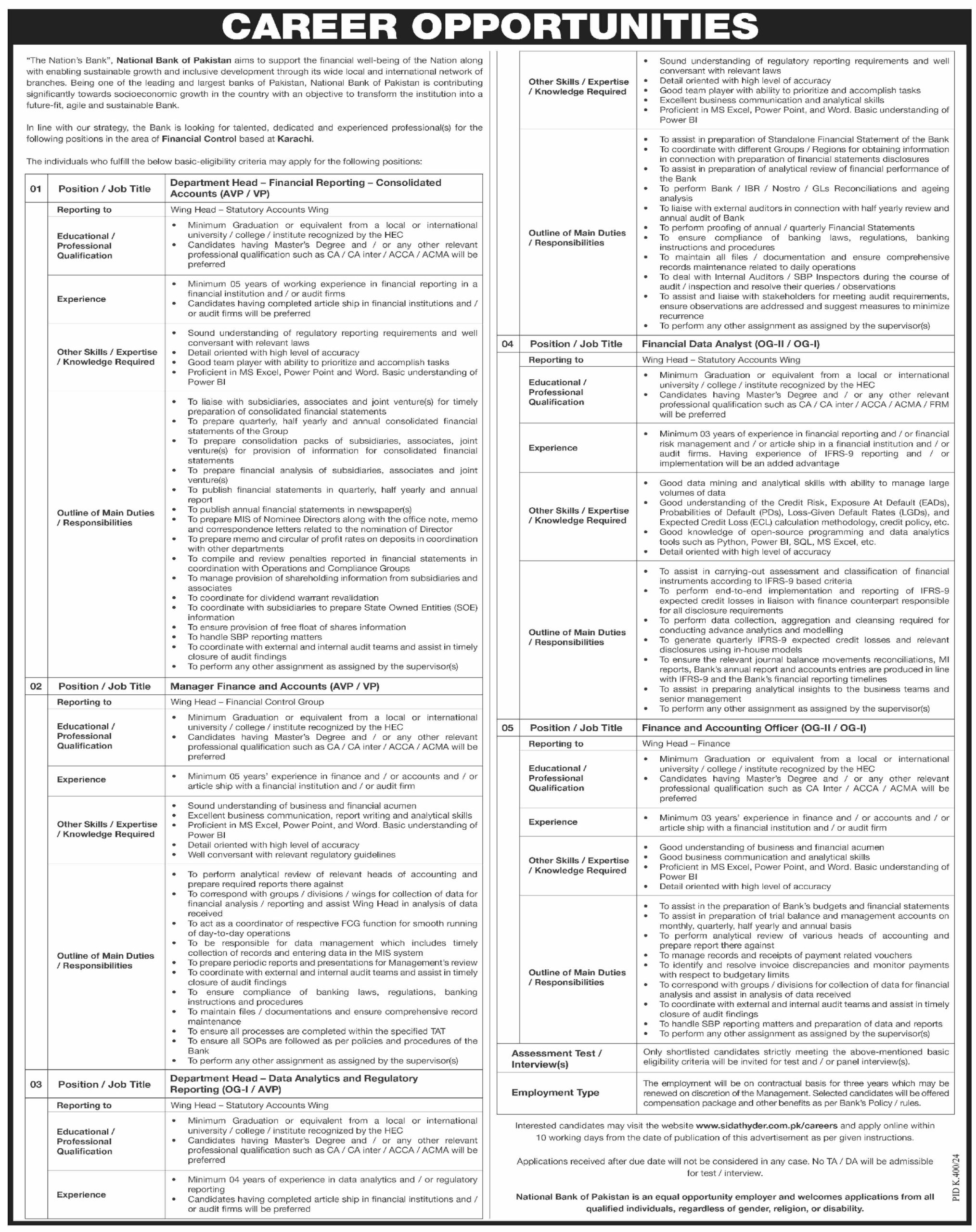 National Bank of Pakistan NBP August Jobs 2024