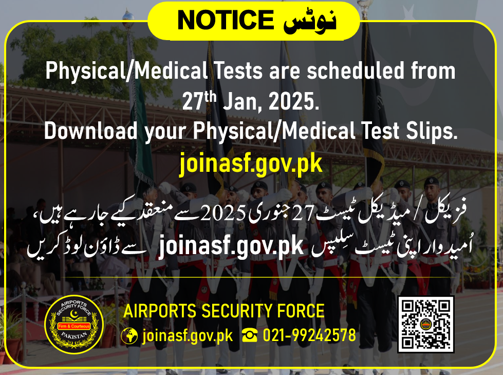 Download Your ASF Physical/Medical Test Slips