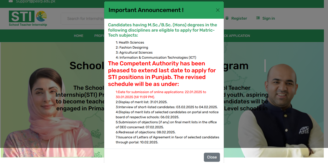 Deadline Extended for STIs School Teachers Jobs 2025 www.school.punjab.gov.pk Online Apply