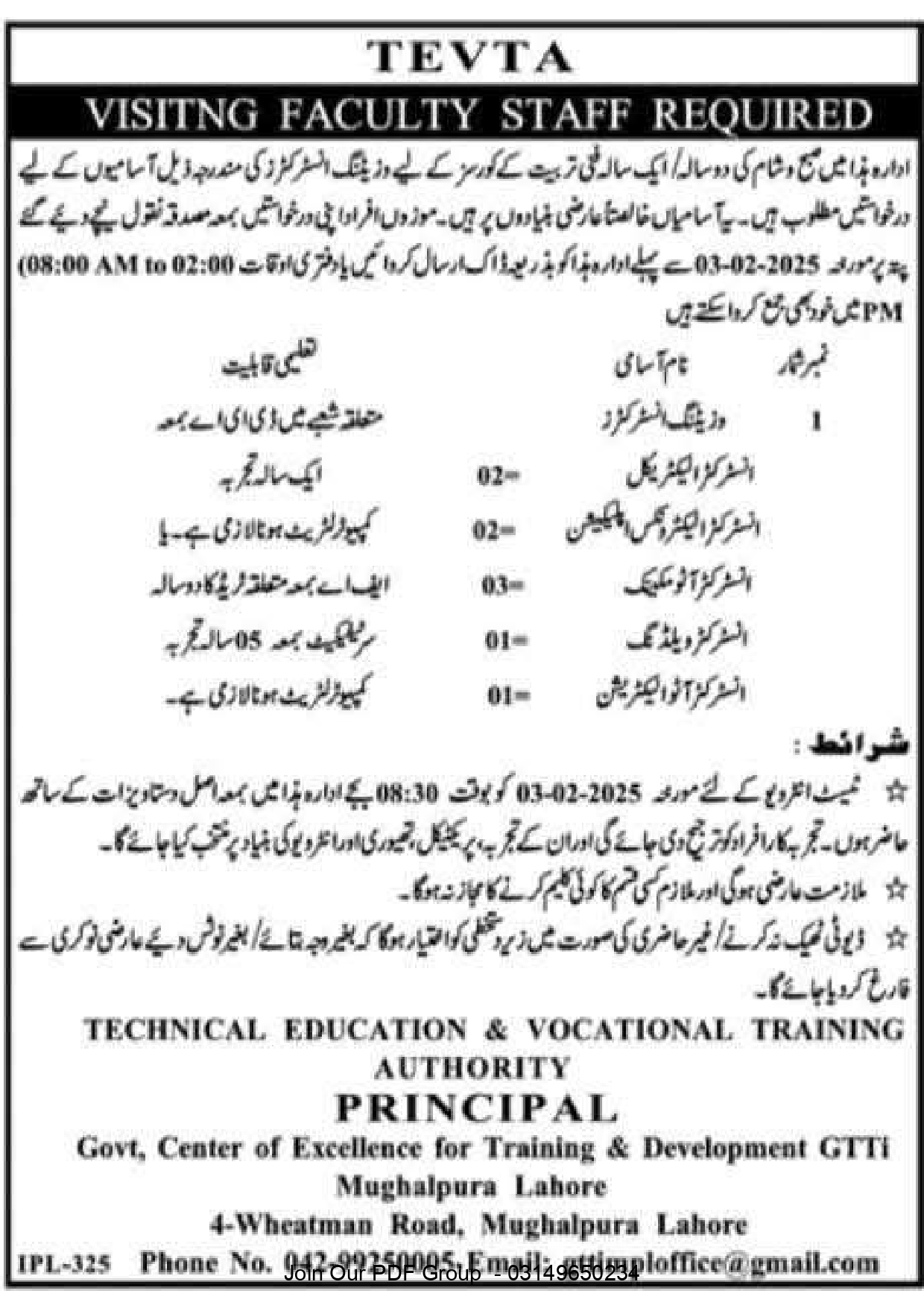 TEVTA Punjab Jobs 2025 Check Last Date & Apply